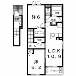 ヒカルサ行橋 II(2LDK/2階)の間取り写真