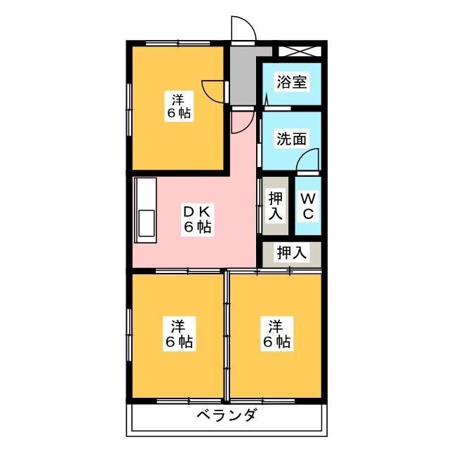 ミヤジママンション(3DK/3階)の間取り写真