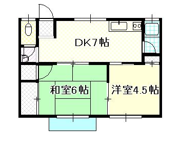 富士荘(2K/2階)の間取り写真