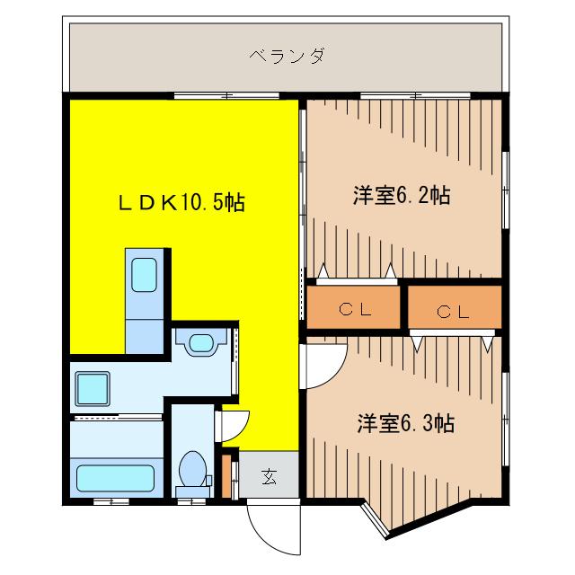 プランドールST(2LDK/4階)の間取り写真