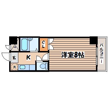 シャレード北仙台(1K/3階)の間取り写真