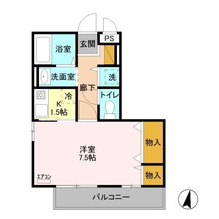 エクシーレ(1K/1階)の間取り写真