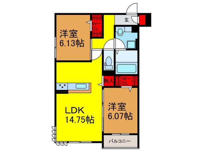 グレース穂積(2LDK/2階)の間取り写真