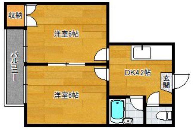 シャモニー井尻II(2DK/2階)の間取り写真