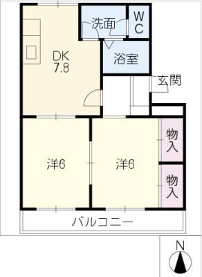 コンフォールシャトー(2DK/1階)の間取り写真