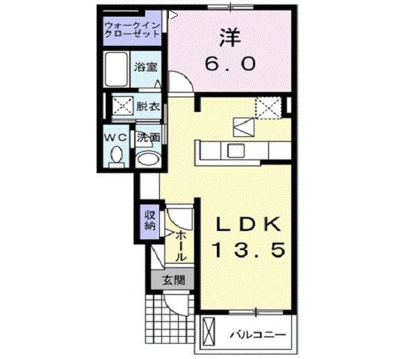VILLETTA B(1LDK/1階)の間取り写真