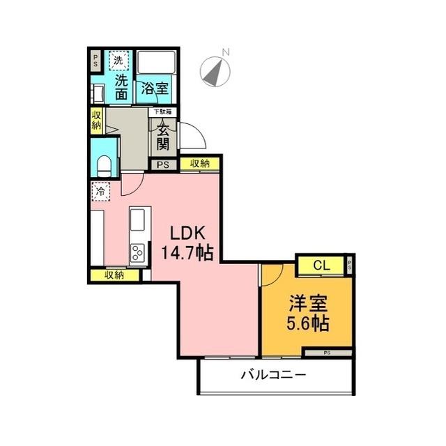 田島ビル(1LDK/3階)の間取り写真
