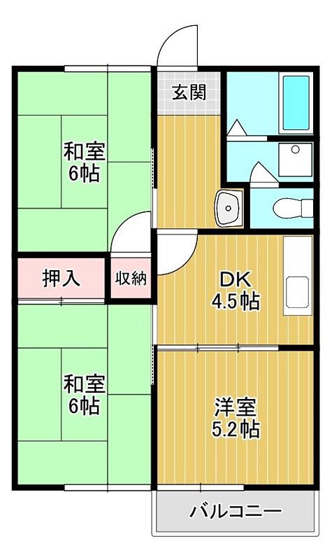 ハウスエイト(3DK/2階)の間取り写真