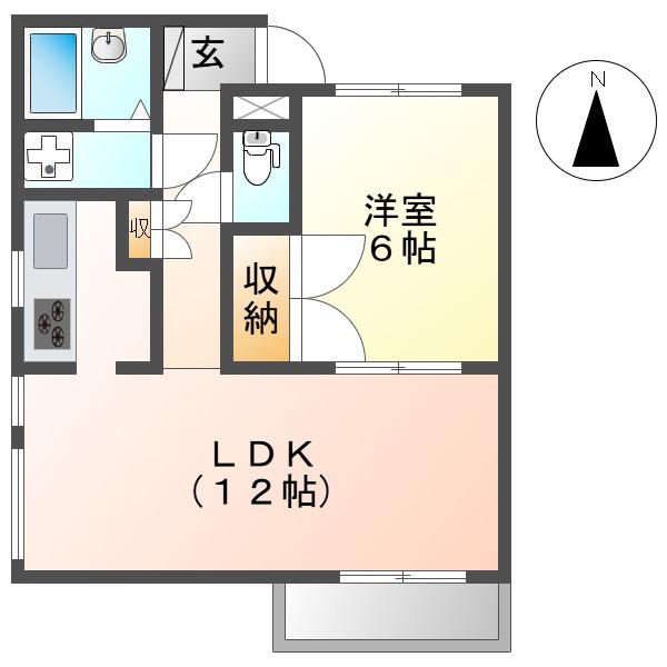 R WING II(1LDK/4階)の間取り写真