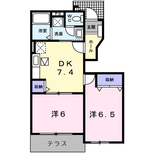 メゾン アンジュC棟(2DK/1階)の間取り写真