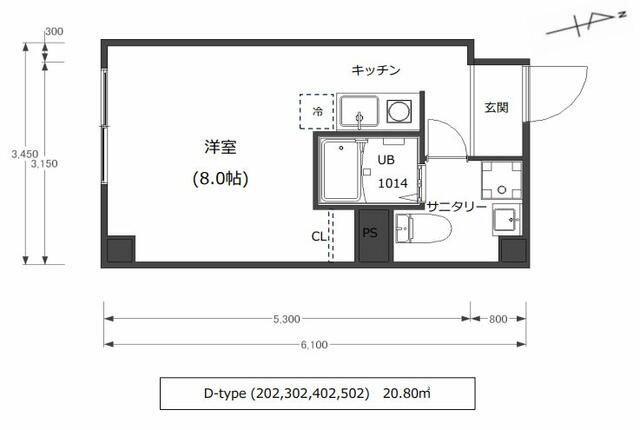 新高島平駅から歩いて三分 敷礼ゼロゼロ ネット利用料無(ワンルーム/4階)の間取り写真