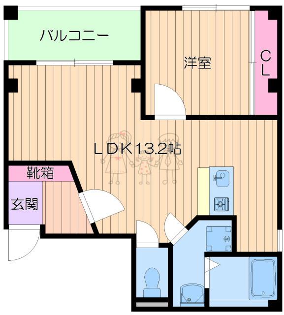 パールハイム針中野(1LDK/3階)の間取り写真