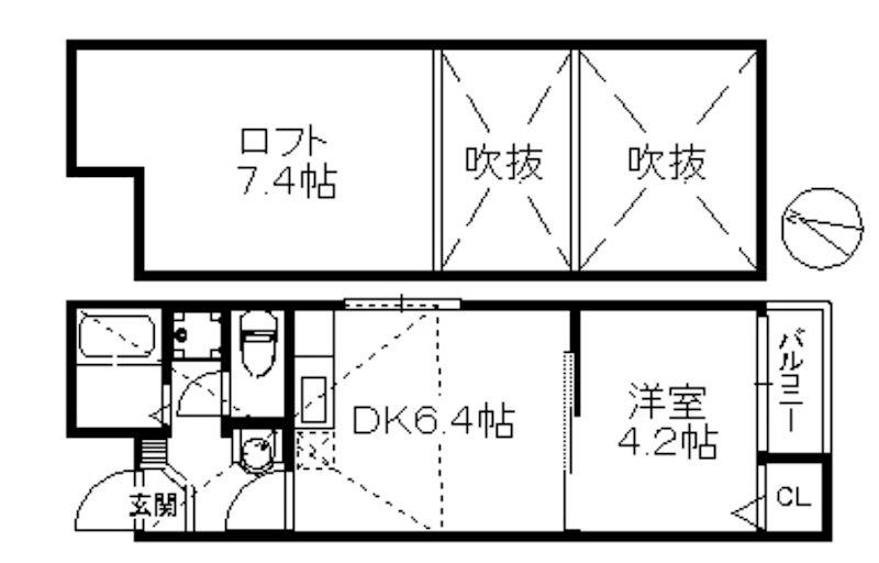 ポラリス周船寺Ⅰ(1DK/2階)の間取り写真