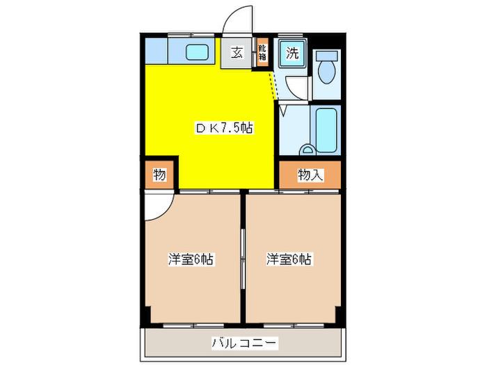 VINGS FUJI(2DK/2階)の間取り写真