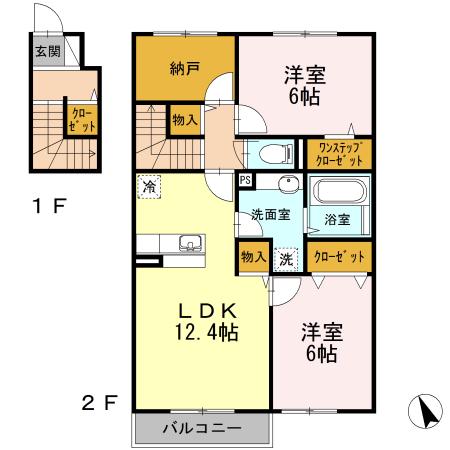 ウイングコート(2SLDK/2階)の間取り写真