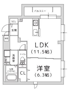 TRICERA COURT(1LDK/2階)の間取り写真