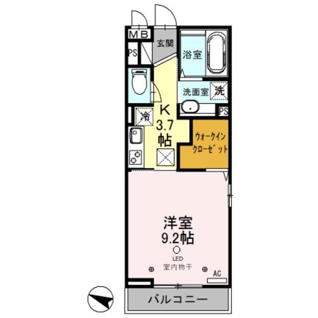 エスタシア風(1K/1階)の間取り写真