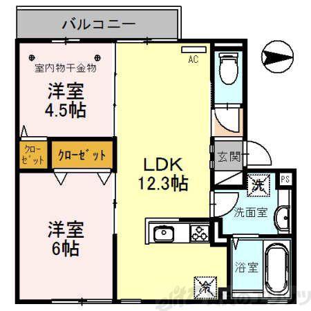FLAIR桑田(2LDK/2階)の間取り写真