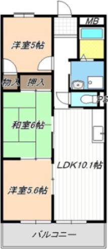 第2奥村ハイツ(3LDK/4階)の間取り写真