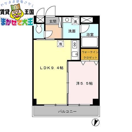 プラスパー築町(1LDK/6階)の間取り写真