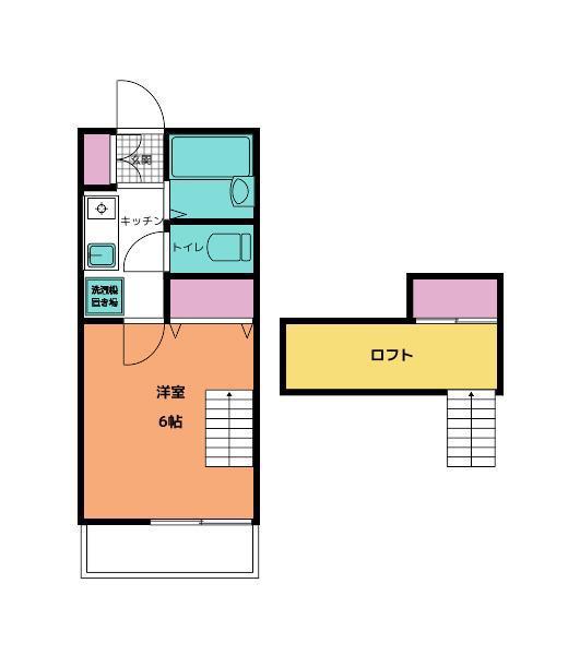 シャリエ睦町(1K/1階)の間取り写真
