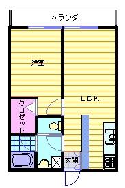 ウィンベル山口(1LDK/2階)の間取り写真