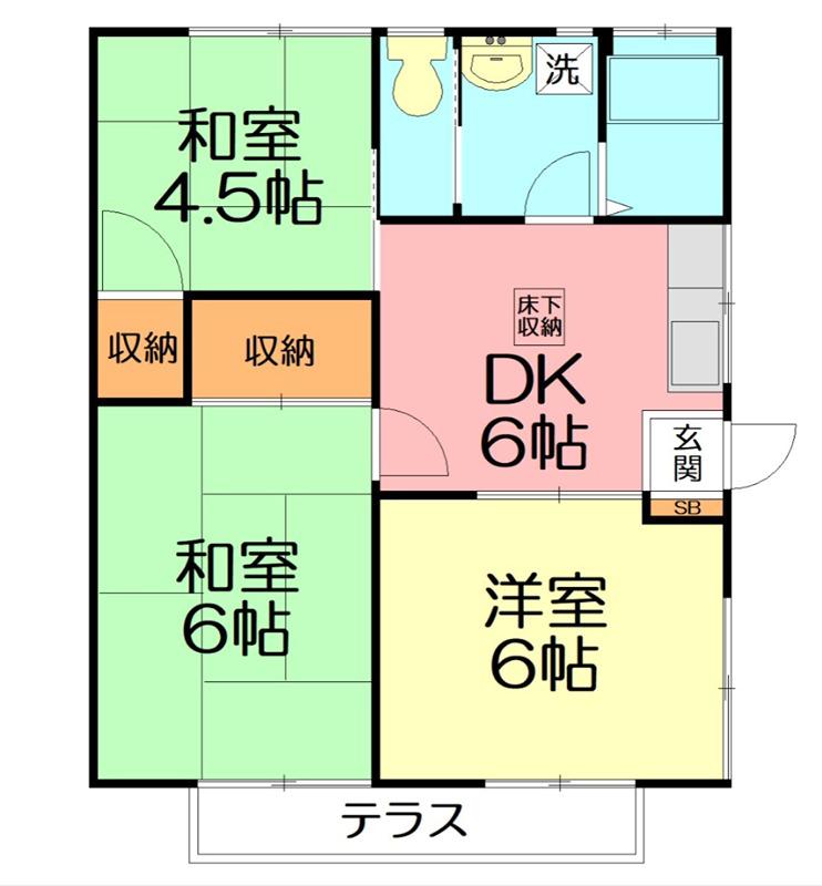 コーポ相原(3DK/1階)の間取り写真