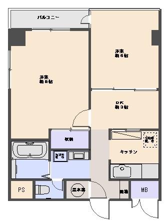 TBC麻布(2DK/8階)の間取り写真