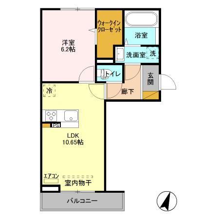 セレブレイト成田(1LDK/3階)の間取り写真