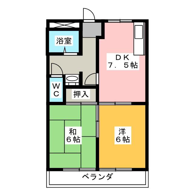 ベルキーハイツ(2DK/2階)の間取り写真