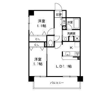 グランディールNAMBA(2LDK/3階)の間取り写真