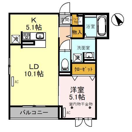 CLASSEUM連坊I(1LDK/2階)の間取り写真