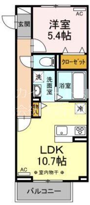 シャンブル(1LDK/2階)の間取り写真