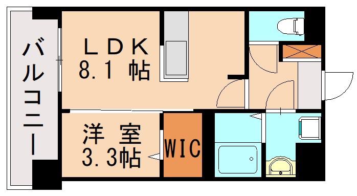 ブランシエスタ千早RJR(1LDK/3階)の間取り写真