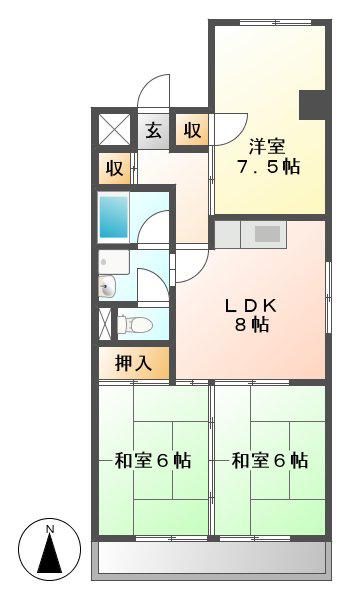 メゾン二村(3LDK/4階)の間取り写真