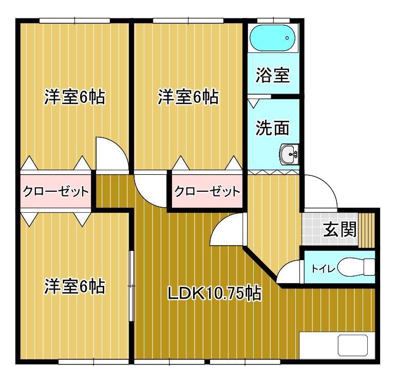 FEEL MIHARA 2(3LDK/1階)の間取り写真