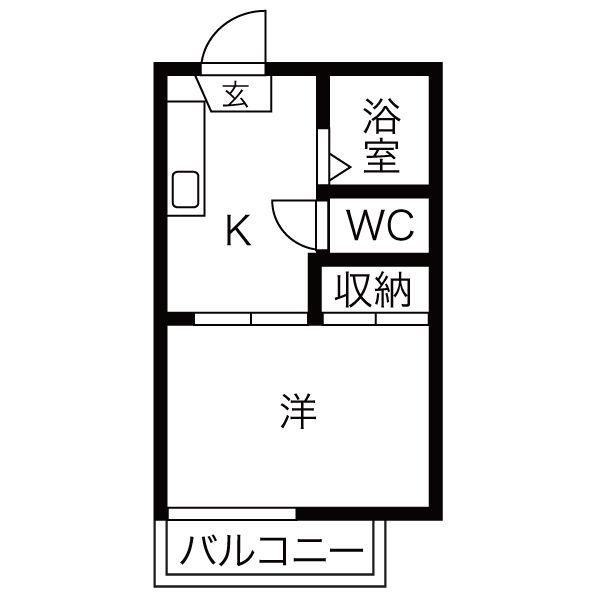 グラシアス(1K/1階)の間取り写真
