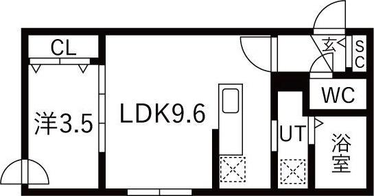 地下鉄南北線 北１８条駅 徒歩9分 5階建 築1年(1LDK/1階)の間取り写真