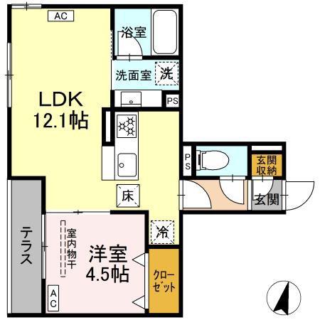 アルベート湘南台(1LDK/1階)の間取り写真
