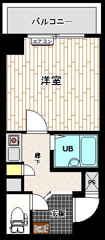 淡路ハイツ(1K/9階)の間取り写真