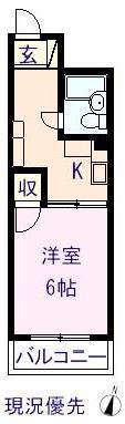 ルーエ霞町(1K/6階)の間取り写真