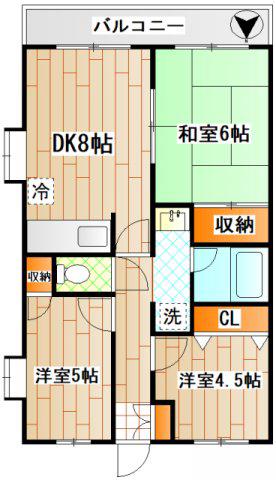 ルグラン前島(3DK/1階)の間取り写真