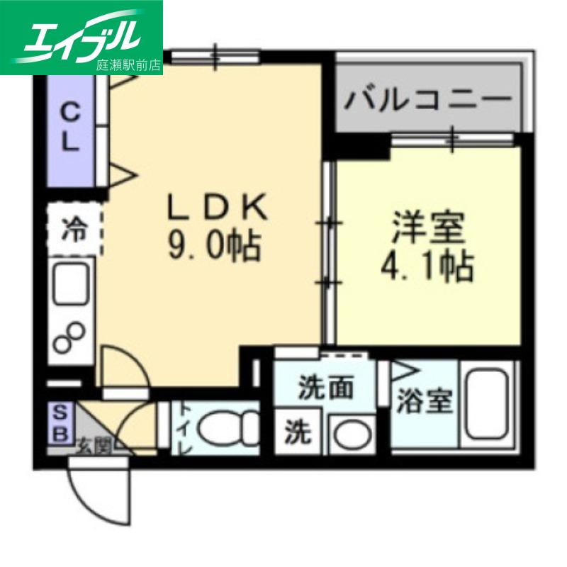 グランシェード川入(1LDK/1階)の間取り写真