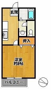 コンディシープル南が丘B棟(1K/2階)の間取り写真