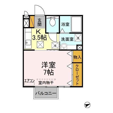 SHINMEI I(1K/1階)の間取り写真