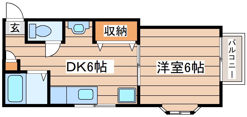 フレグランスかすみ(1DK/2階)の間取り写真
