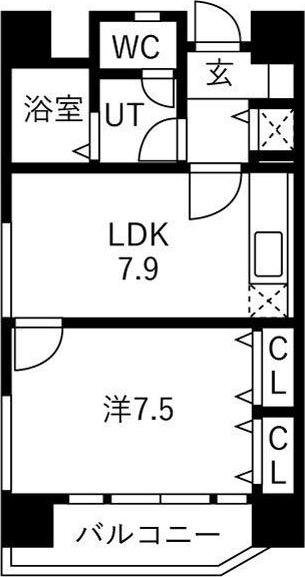 ホーユウパレス姫路広畑(1LDK/2階)の間取り写真