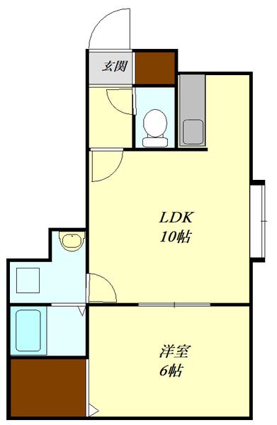 ROSSOI(1LDK/2階)の間取り写真