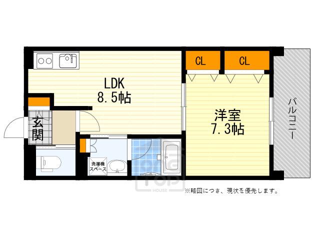 クリスタル上山手(1LDK/2階)の間取り写真