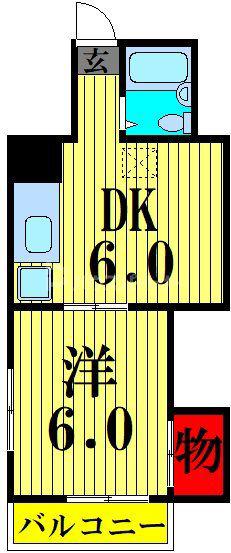 リトルリバーハイツ(1DK/2階)の間取り写真